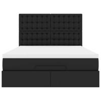Ottoman bed met matras 140x200cm kunstleer zwart - thumbnail