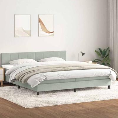 Boxspring met matras en LED fluweel lichtgrijs 180x220 cm