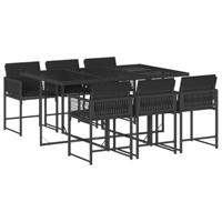 7-delige Tuinset met kussens poly rattan zwart - thumbnail