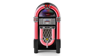 Karcher JB 6608D Jukebox (met platenspeler - CD-speler en Bluetooth Audio Streaming, FM en DAB+ radio met zendergeheugen, MP3-weergave via USB of SD-kaart, Lightshow) zwart