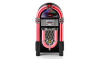 Karcher JB 6608D Jukebox (met platenspeler - CD-speler en Bluetooth Audio Streaming, FM en DAB+ radio met zendergeheugen, MP3-weergave via USB of SD-kaart, Lightshow) zwart - thumbnail