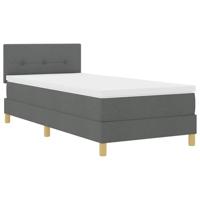 Boxspringbed met matras donkergrijs 100x200 cm stof - thumbnail