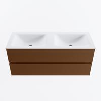 MONDIAZ VICA 120cm badmeubel onderkast Rust 2 lades. Wastafel CLOUD dubbel 2 kraangaten, kleur Talc. - thumbnail