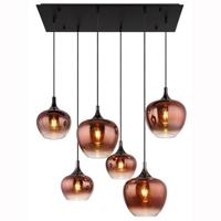 Globo Zwarte hanglampMaxy met rood glas 6-lichts - 15548-6HG - thumbnail