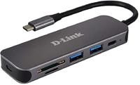 D-Link DUB-2325 5-in-1 USB-C hub met 2 USB 3.0-poorten (USB-C poort, SD/microSD-kaartlezer voor pc, MacBook Pro, MacBook Air, iPad Pro, Chromebook, Surface Pro enz.) - thumbnail