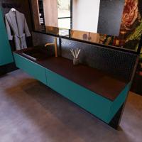 Badkamermeubelset Mondiaz Erin 200 cm met 2 Lades met RIDGE Wastafel Links Urban met 1 kraangat Greeploos Mat Smag - thumbnail