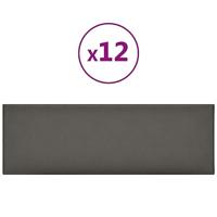 Wandpanelen 12 st 3,24 m 90x30 cm kunstleer grijs - thumbnail
