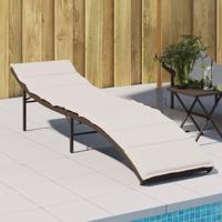 Ligbed met kussen 55x199x50 cm poly rattan bruin - thumbnail
