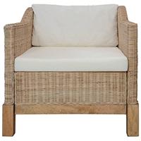 Fauteuil met kussens natuurlijk rattan - thumbnail