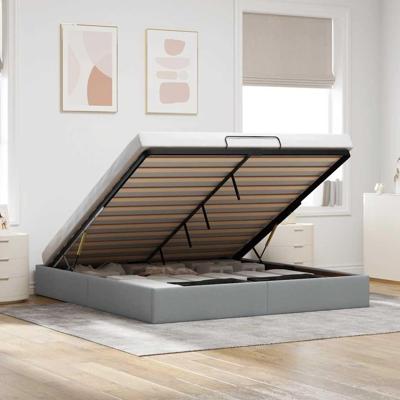 Bedframe zonder matras 200x200 cm stof lichtgrijs