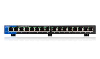 Linksys LGS116P-EU 16-poorts onbeheerde Gigabit-netwerkswitch met acht-PoE+-poorten - Tot 1000 Mbps voor bedrijven, thuis, kantoor, IP-beveiliging - Desktop-Ethernet-splitter