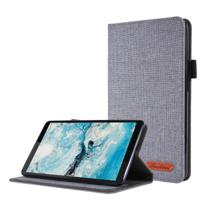Voor Lenovo Tab M7 Horizontale Flip TPU + Fabric PU Lederen beschermhoes met naamkaartclip(Grijs) - thumbnail