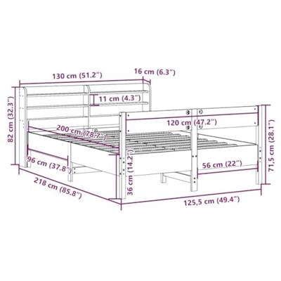 Bedframe zonder matras massief grenenhout wasbruin 120x200 cm
