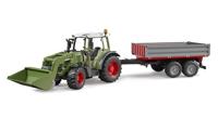 Bruder 02182 Fendt Vario 211 met Voorlader + Zijwandaanhanger - thumbnail