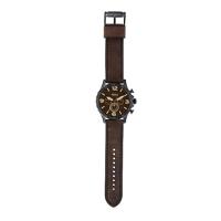 Fossil JR1487 Horloge Nate Chrono staal-leder zwart-bruin 50 mm - thumbnail