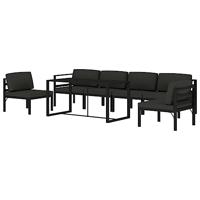 7-delige Loungeset met kussens aluminium antracietkleurig - thumbnail
