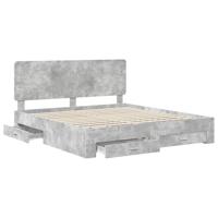 Bedframe met hoofdeinde Beton Grijs 200 x 200 cm Bewerkt hout - thumbnail