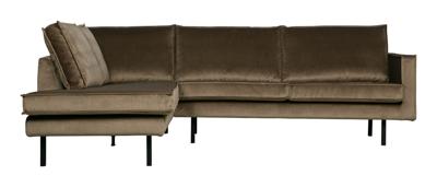 WOOOD Hoekbank 'Rodeo' Links, Velvet, kleur Taupe