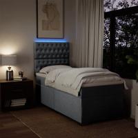 Boxspring met matras stof lichtgrijs 120x200 cm - thumbnail