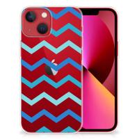 Apple iPhone 13 | TPU bumper | Zigzag Blauw - thumbnail