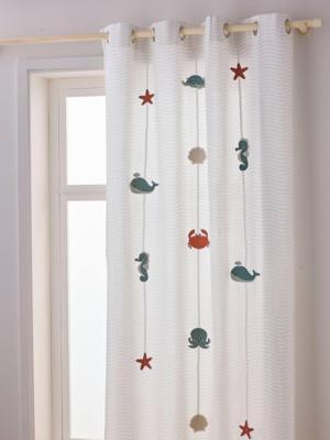 Under the Ocean eyelet gordijnslinger met zeedieren wit