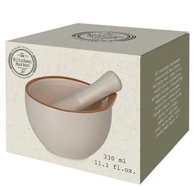 Vijzel en mortel aardewerk Ø12,7cm