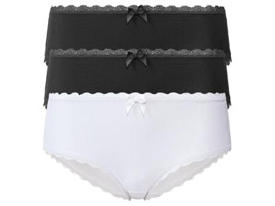 esmara 3 dames hipsters (Zwart/wit, XS (32/34))