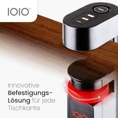 IOIO contactdoos SL3000, 3 stopcontacten en 3 USB-poorten, tafelklem, zwart - thumbnail