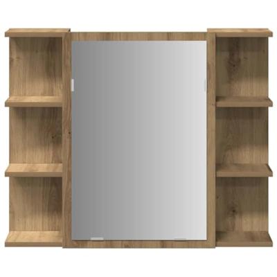 Badkamerspiegelkast 80x20,5x64 cm bewerkt hout artisanaal eiken