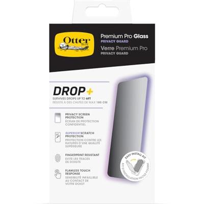 OtterBox Premium Pro Privacy glazen schermbeschermer voor iPhone 15, gehard glas, superieure krasbescherming, overleeft vallen tot 6ft, antimicrobiële bescherming