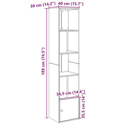 Boekenkast 70x36x189 cm bewerkt hout grijs sonoma eikenkleurig