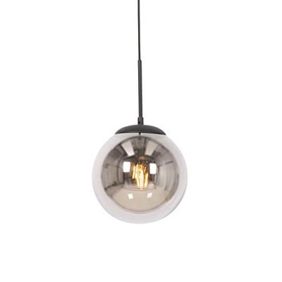 QAZQA Art Deco hanglamp zwart met smoke glas - Flore