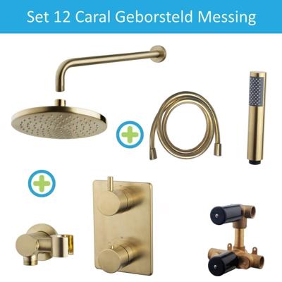 Wiesbaden Inbouw Regendouche Set 12 Caral Muuruitloop Geborsteld Messing Goud Wiesbaden Inbouw Regendouche Set 12 Caral Muuruitloop Geborsteld Messing Goud