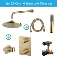 Wiesbaden Inbouw Regendouche Set 12 Caral Muuruitloop Geborsteld Messing Goud - thumbnail