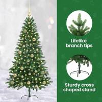 VidaXL Kerstboom met 150 led met standaard groen 150 cm pe - thumbnail