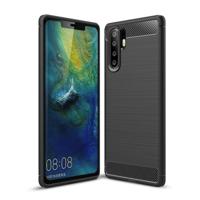 Geborsteld textuur koolstofvezel schokbestendige TPU Case voor Huawei P30 Pro (zwart) - thumbnail