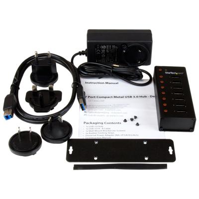 StarTech.com 7-poorts USB 3.0 hub - metalen behuizing - desktop of wandmontage - compacte 7-voudige verdeler SuperSpeed Hub