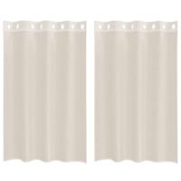 VidaXL Gordijnen voile met doorvoertules 2 st 140x175 cm crèmekleurig - thumbnail