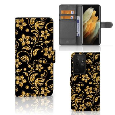 Samsung Galaxy S21 Ultra Hoesje Gouden Bloemen Samsung Galaxy S21 Ultra Hoesje Gouden Bloemen