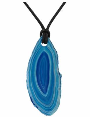 Hanger Agaatplak Blauw aan Koord Hanger Agaatplak Blauw aan Koord