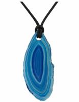 Hanger Agaatplak Blauw aan Koord - thumbnail