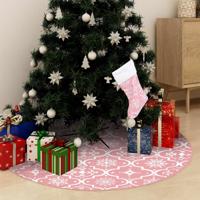 Kerstboomrok luxe met sok 90 cm stof roze - thumbnail