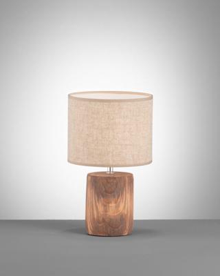 Fischer & Honsel Houten schemerlampMalik met zandkleur kap - 50586