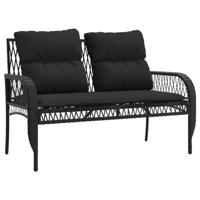 4-delige Loungeset met kussens poly rattan zwart - thumbnail