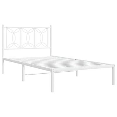 Bedframe met hoofdbord metaal wit 107x203 cm Bedframe met hoofdbord metaal wit 107x203 cm