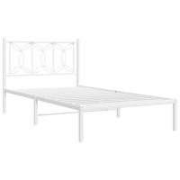 Bedframe met hoofdbord metaal wit 107x203 cm - thumbnail
