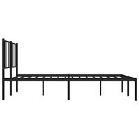Bedframe met hoofdbord metaal zwart 193x203 cm - thumbnail