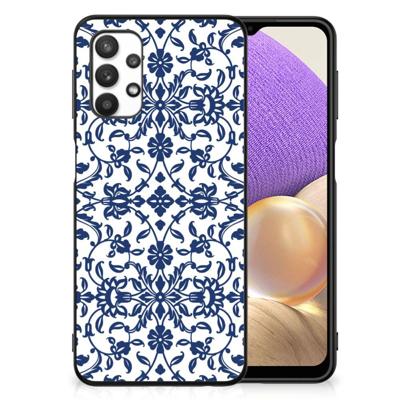 Samsung Galaxy A32 5G Bloemen Hoesje Flower Blue