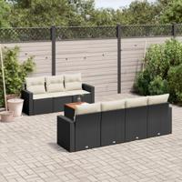 8-delige Loungeset met kussens poly rattan zwart - thumbnail