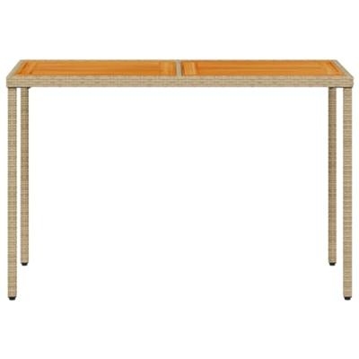 Tuintafel met acaciahouten blad 115x54x74 cm poly rattan beige